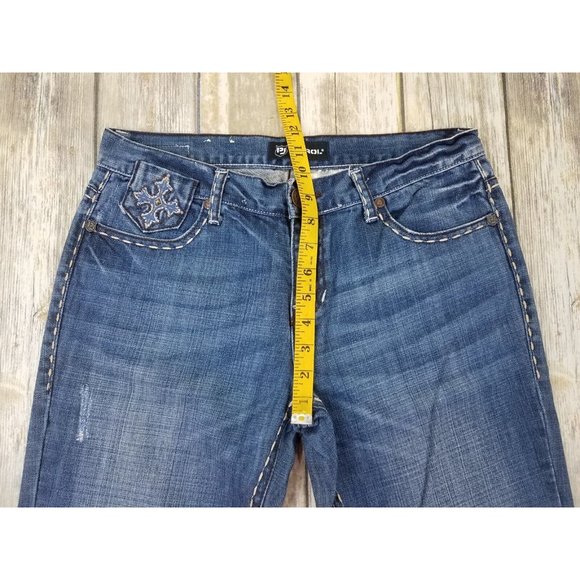 PETROL JEANS Denim Jenna Womens Size 29x34 Blue Distress’s Stud Casual Zip - Picture 12 of 13